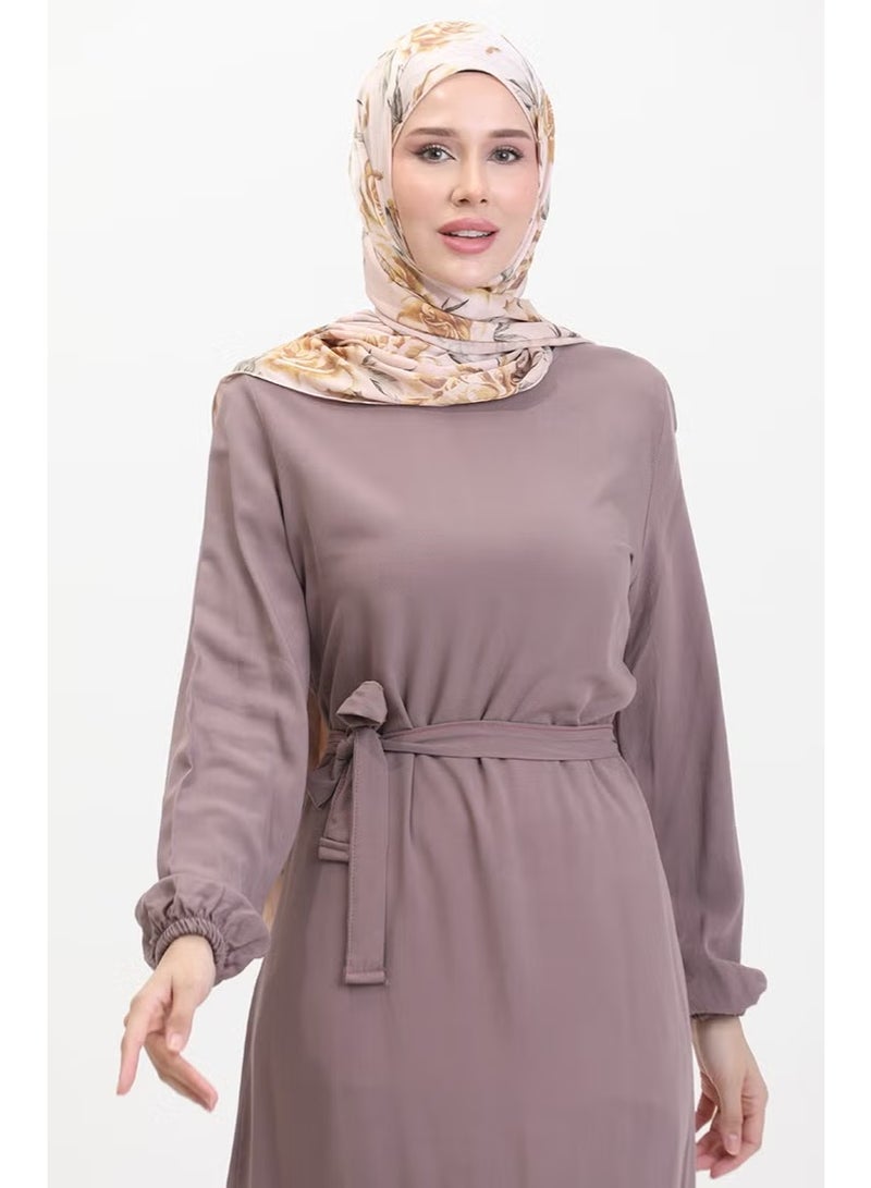 Sefa Merve Belted Dress 0512-02 Mink - Image 4